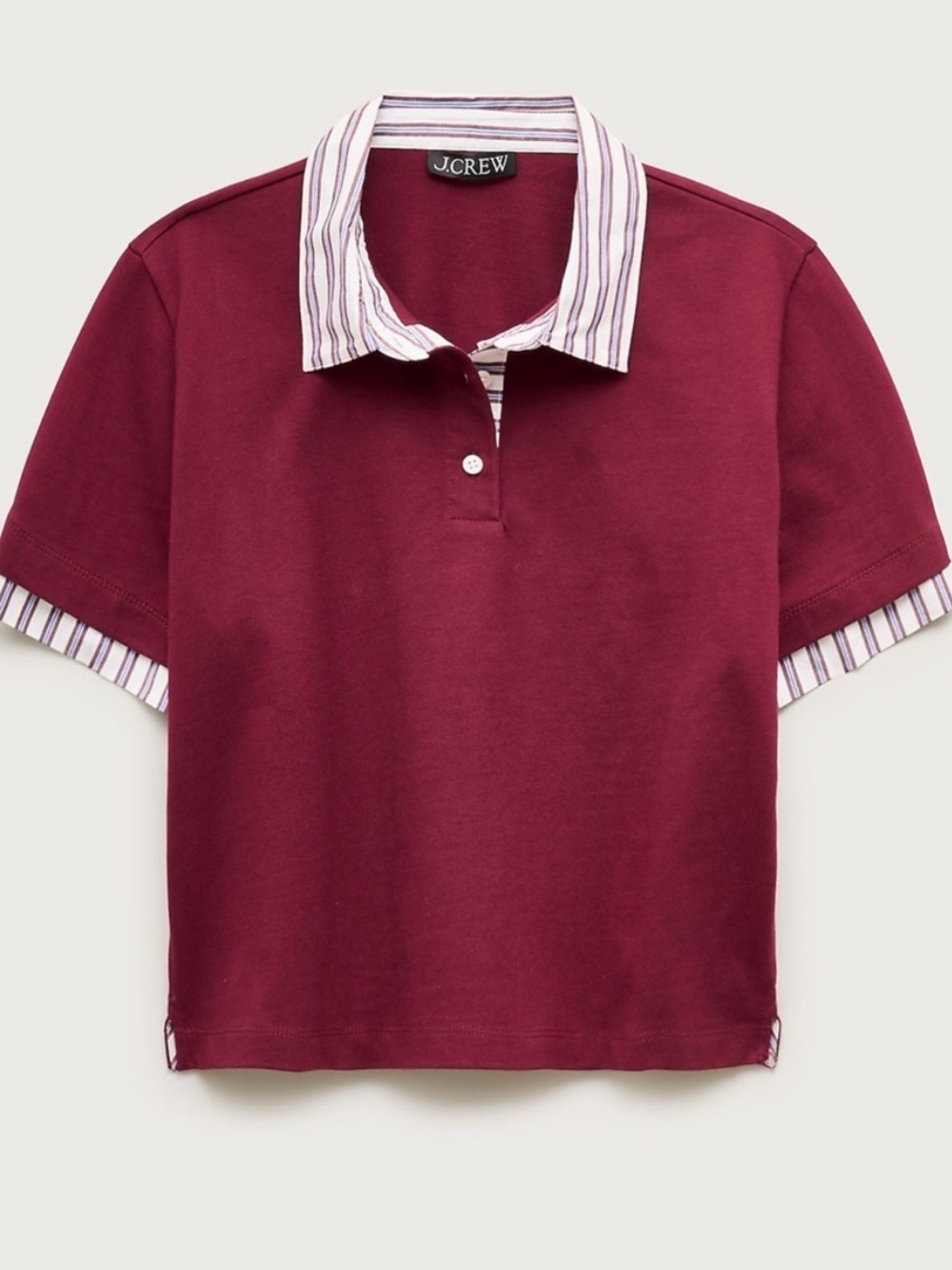 J. Crew Wine Polo with Striped Contrast Collar